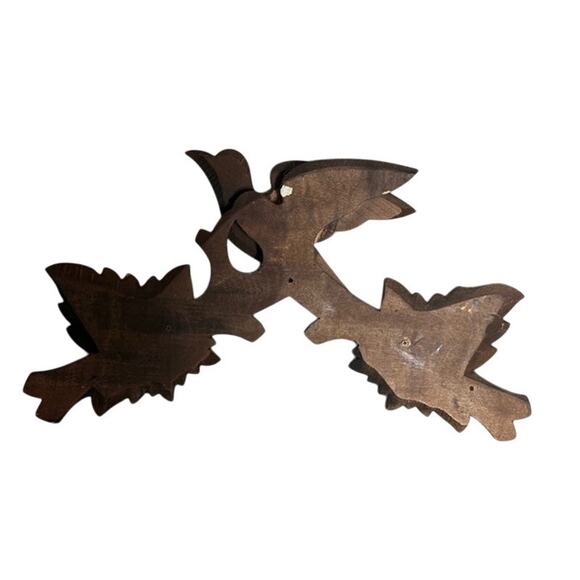 Vintage Antique Cuckoo Clock Topper Wood Hand Craved Bird with Leaves - Picture 3 of 3